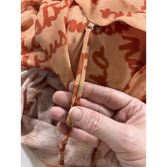 Nanushka Alexa Maxi Dress Orange Peach Logo Print Large Cinched Ruched Bodycon - Picture 13 of 16